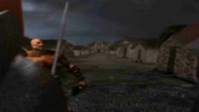 Still from the Queimem a Vila! scene in God of War