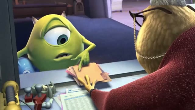 Still from the Papeleo Anoche scene in Monsters, Inc.