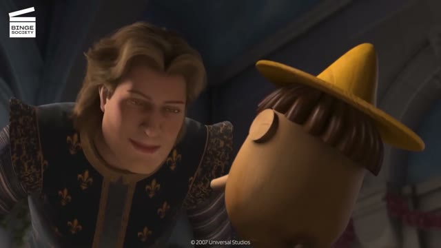 Still from the Pinocchio Tries to Lie scene in Shrek