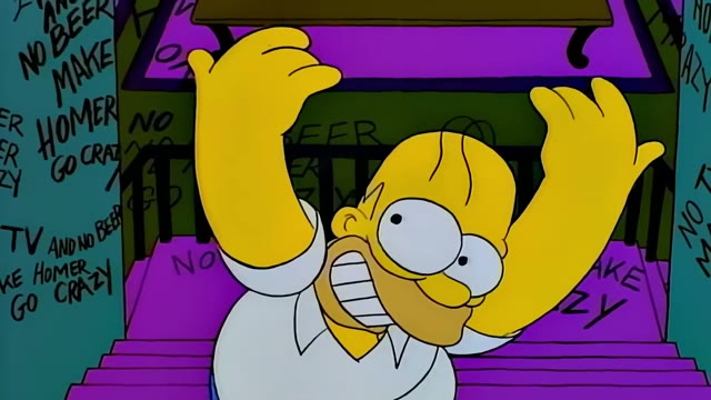 Still from the Scaredy Cat scene in The Simpsons