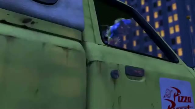 Still from the Airport Car Chase scene in Toy Story